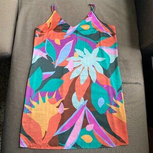 Stars Above Colorful Abstract Floral Print Slip Sleep Dress